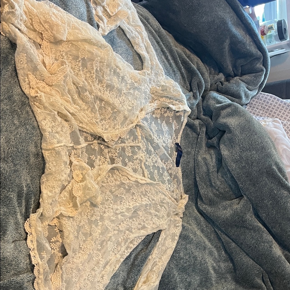 Blue Rain Lace Chemise in Cream